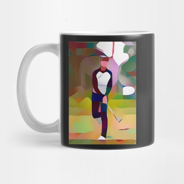 Golfer Abstract Painting by ArtShare